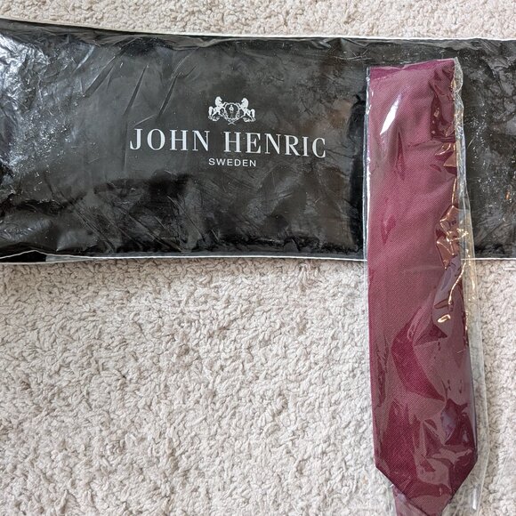 NEW John Henric Silk Tie - Burgundy - Picture 1 of 3
